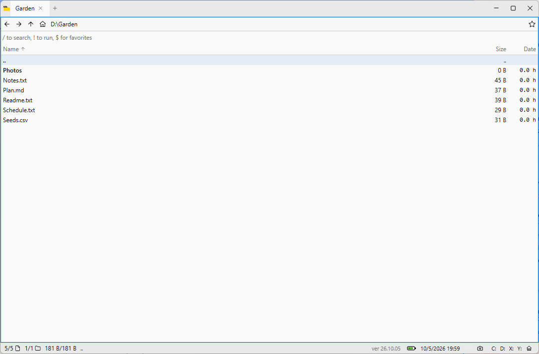 Folder listing